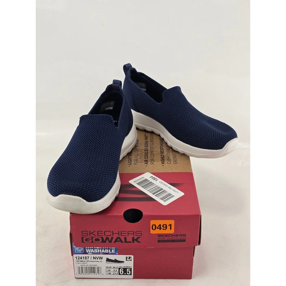 Skechers Go Walk Joy Sensational Day Women 6.5 Navy Slip On Mesh Sneakers -Good
